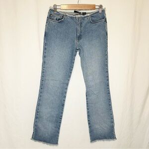 Express Vintage Y2K Low Rise Frayed Bootcut Jeans